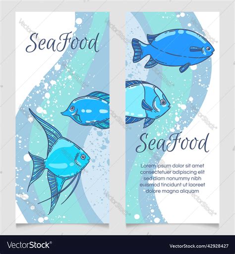 Seafood Restaurant Menu Template Hand Drawn Fish Vector Image