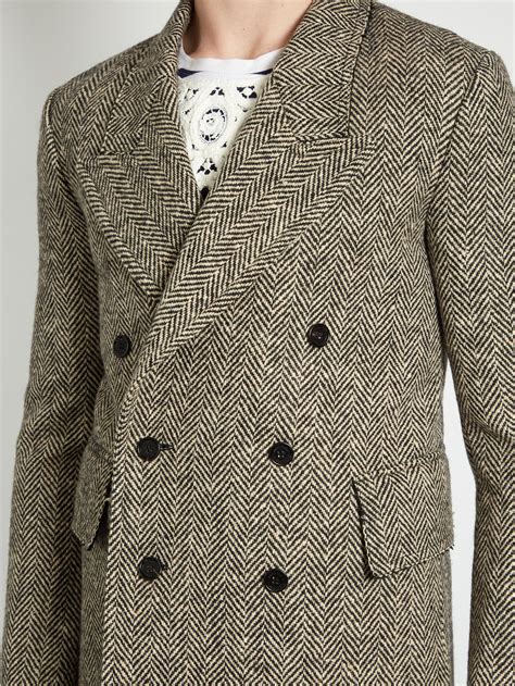 Burberry Double Breasted Herringbone Tweed Blazer In Brown For Men Lyst