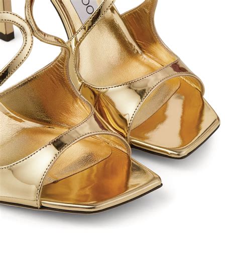 Womens Jimmy Choo Gold Anise 95 Leather Sandals Harrods UK