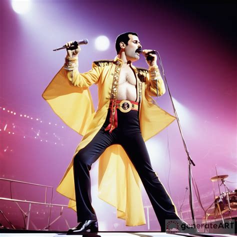 Freddie Mercury Wembley Anime Concert Spotlight Panorama | GenerateArt