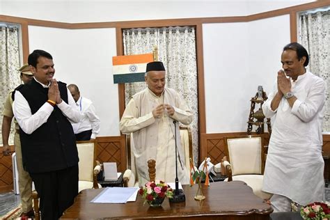 In Surprise Move Devendra Fadnavis Takes Oath As Maharashtra Cm Ncps Ajit Pawar His Deputy