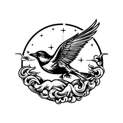 Fly high with our captivating bird tattoo design. This stunning ...