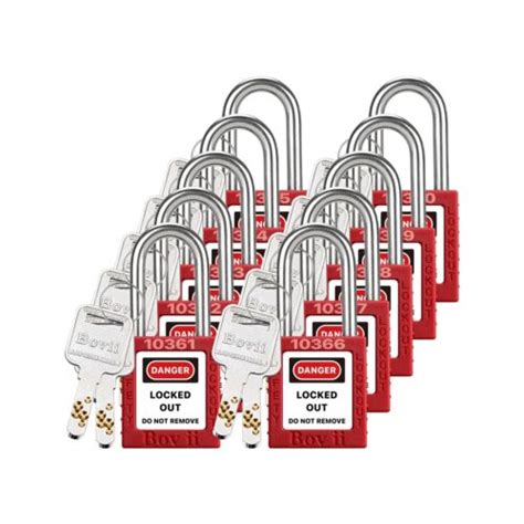 10 Red Lockout Tagout Locks Set Loto Locks Keyed Different 2 Keys Per