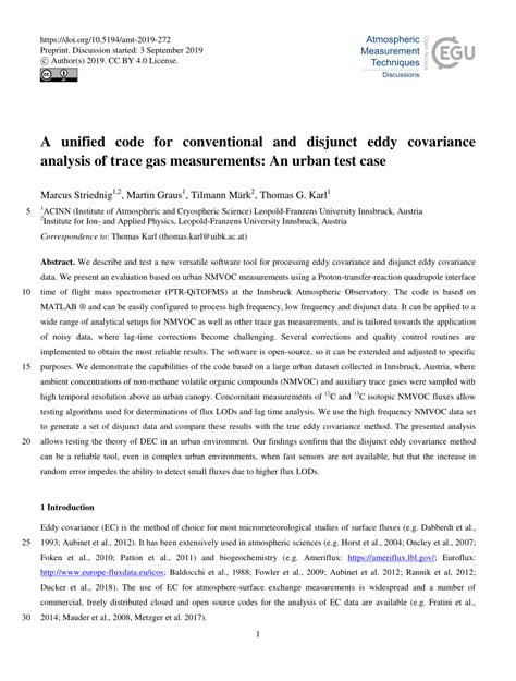 PDF A Unified Code For Conventional And Disjunct Eddy Covariance