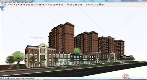 某新古典公馆商住小区建筑设计su模型 Sketchup模型库 毕马汇 Nbimer