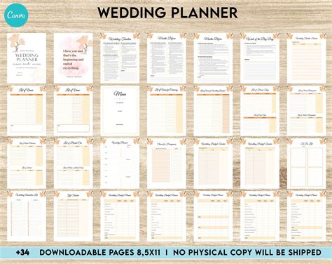 Wedding Planner Printable Wedding Pages Wedding Plan Bundle