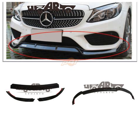 Sport Front Spoiler Lip Gloss Black Suitable For Mercedes C Class W