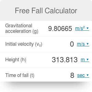 Free Fall Calculator