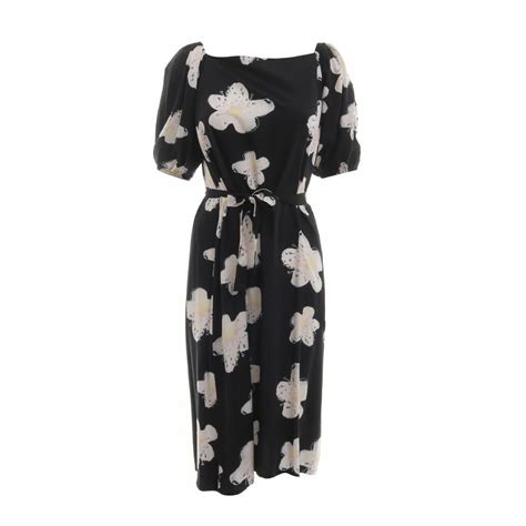 Pakaian Dress Midi Dress Ramune Black Floral Midi Dress Tinkerlust