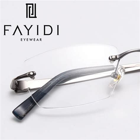 Alloy Men Rimless Prescription Glasses With Diopter Myopia Reading Computer High Quality