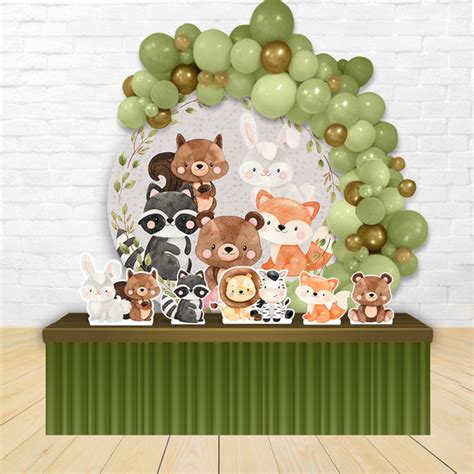 Kit Painel Redondo Display Animais Do Bosque Encantado Elo7