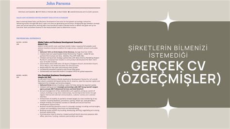 ŞİRKETLERİN BİLMENİZİ İSTEMEDİĞİ PROFESYONEL CV ÖRNEKLERİ PROFESYONEL