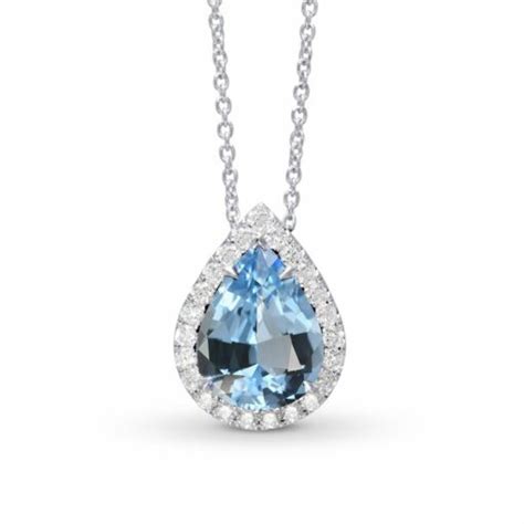 Pear Shaped Aquamarine Halo Pendant Waldemar Jewellers