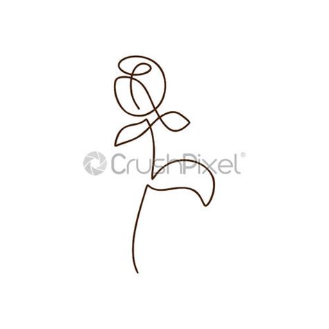 Flower Vector One Line Art Logo Minimalist Contour Drawing Monoline