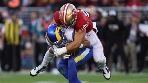 San Francisco 49ers Defensive Lineman Nick Bosa Swings Los Angeles Rams