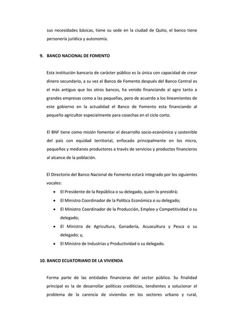 Instituciones Del Sistema Financiero Ecuatoriano PDF