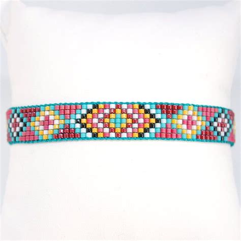 Shaman Cuff In Miyuki Delica Beads Multicolor Bracelet Etsy Woven