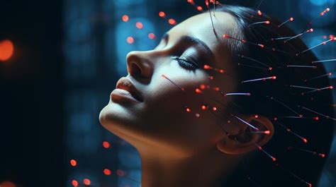 Premium AI Image | Acupuncture needles on woman face