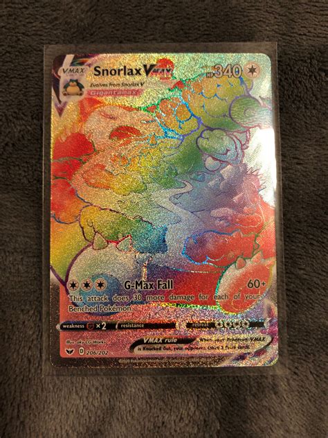 Pokemon TCG Snorlax VMAX Sword Shield Base Set 206 202 Rainbow Rare