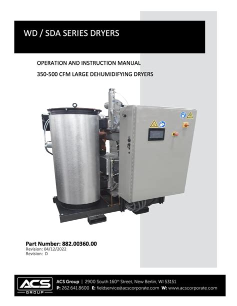 WD SDA Series Dryers Operation And Instruction Manual ACS Group