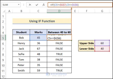 How To Check If A Value Is Between Two Numbers In Excel