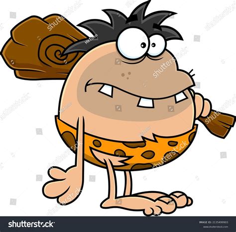 Toothy Caveman Cartoon Character Club On Stock Vector Royalty Free