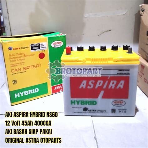 Jual Aki Mobil ASPIRA HYBRID NS60 46B24R 12v 45Ah Accu Basah Original