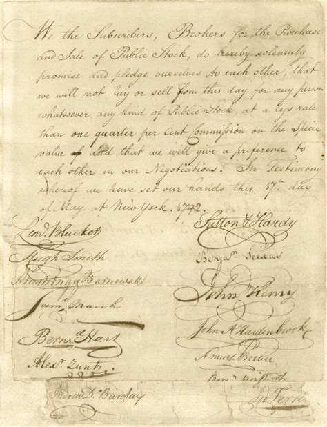 Buttonwood Agreement on display | Museum of American Finance