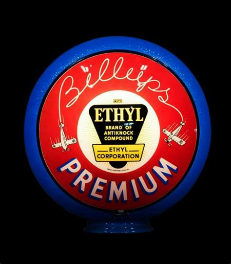 Original Billups Premium Ethyl Blue Rippled Gill Gas Globe Old Gas