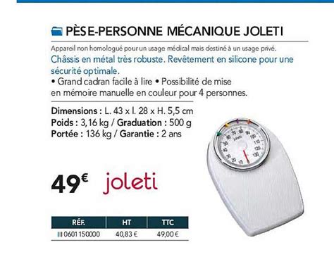 Promo Pèse personne Mécanique Joleti chez Distri Club Médical