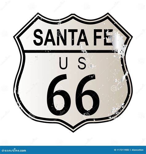 Santa Fe Route 66 Highway Sign Stock Vector - Illustration of graphic