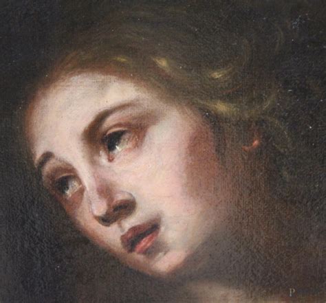 Madonna Penitente Olio Su Tela Scuola Italiana XVII Sec Cm 65 X 49