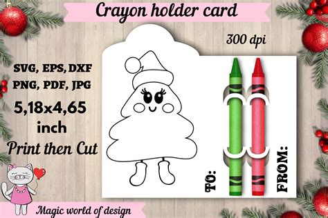 Christmas Tree Crayon Holder Card Graphic By Magic World Of Design