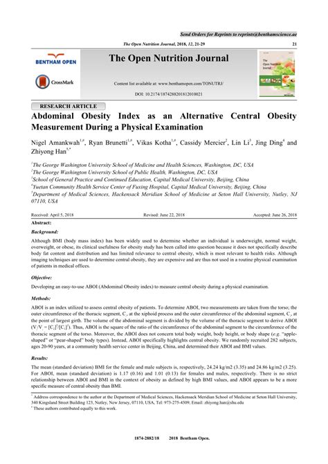 (PDF) Abdominal Obesity Index as an Alternative Central Obesity ...