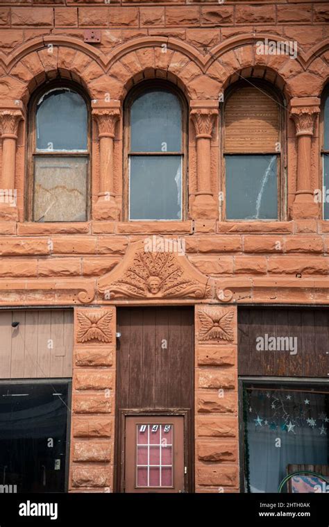 Red Brick Sandstone Building In Hot Springs South Dakota Stock Photo