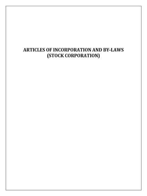 Articles Of Incorporation And By Laws Stock Corporation Pdf Proxy Voting Board Of Directors