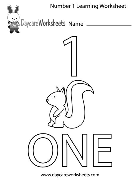 The Number 1 Worksheets For Preschoolers