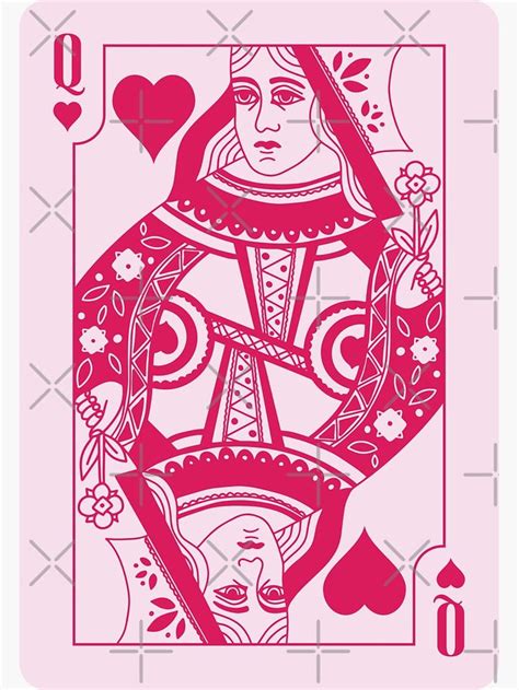 Pink Queen Of Hearts Vintage Playing Card Sticker For Sale By