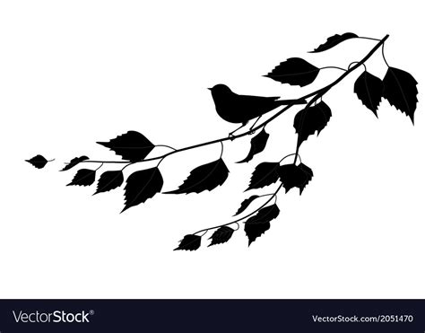 Bird on a branch silhouette Royalty Free Vector Image