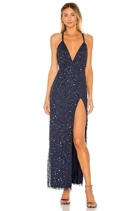 Nbd Paloma Embellished Gown In Navy Revolve