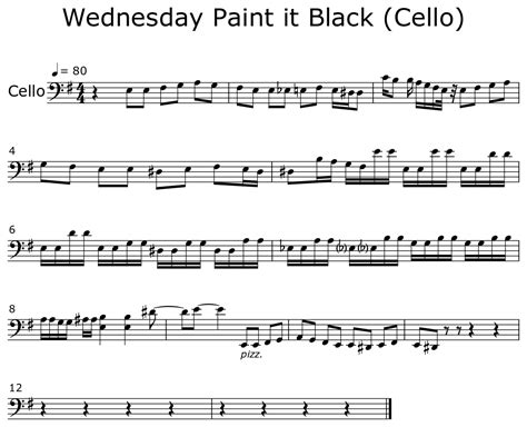 Wednesday Paint it Black (Cello) - Sheet music for Cello