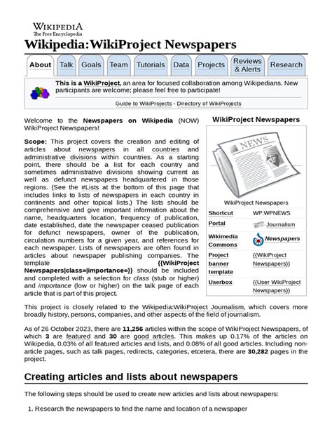 Wikipedia WikiProject Newspapers | PDF | Wikipedia | Wiki