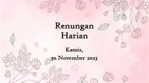 Renungan Harian Katolik Hari Ini November Dan Injil