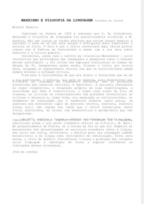 Pdf Bakhtin Mikhail Marxismo E Filosofia Da Linguagem Dokumen Tips