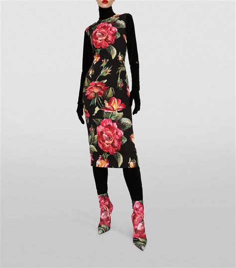 Womens Dolce And Gabbana Multi Silk Floral Midi Dress Harrods Countrycode