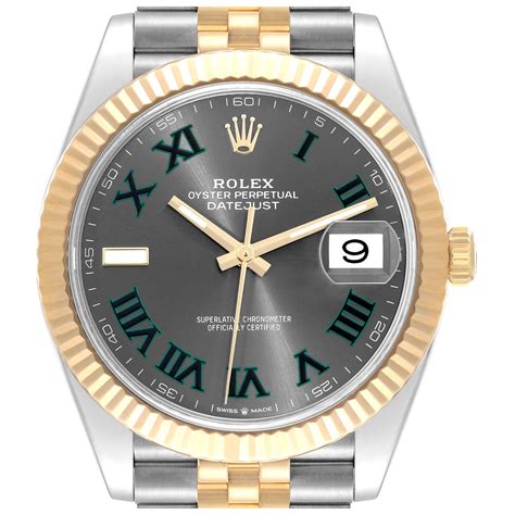 Rolex Datejust Steel Yellow Gold Wimbledon Dial Mens Watch