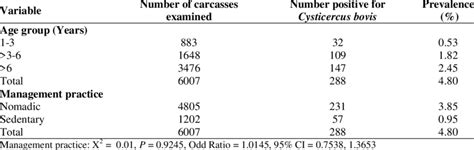 Prevalence Of Cysticercus Bovis In Relation To Age Group And Management