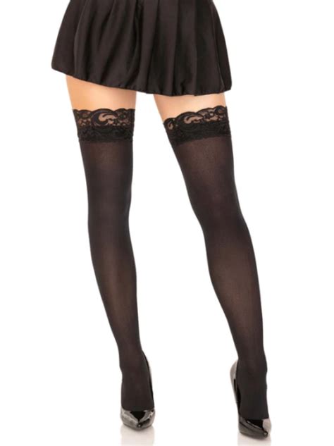 Opaque Stockings With A Lace Top 6258 Nightshade Corsets