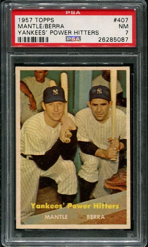 Topps Yankees Power Hitters Mickey Mantle Yogi Berra Psa