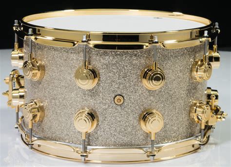 Dw Collector S 8 X 14 Snare Drum Gun Metal Sparkle Glass Gold Hardware